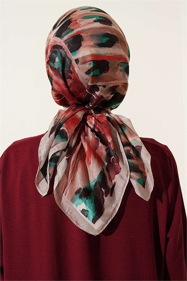 Brush Patterned Soft Scarf Beige