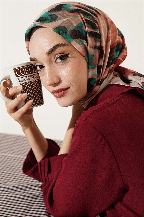 Brush Patterned Soft Scarf Beige