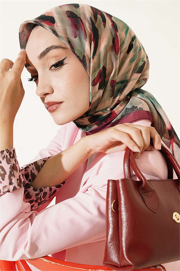 Brush Patterned Soft Scarf Burgundy