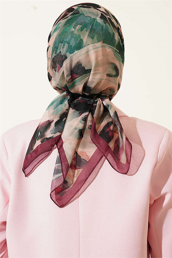 Brush Patterned Soft Scarf Burgundy