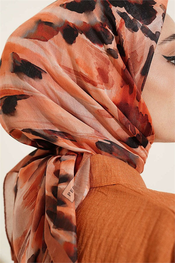 Brush Patterned Soft Scarf Camel