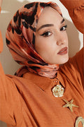 Brush Patterned Soft Scarf Camel