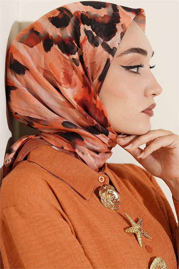 Brush Patterned Soft Scarf Camel