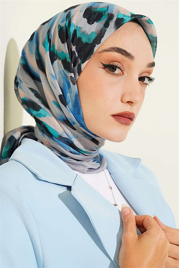 Brush Pattern Soft Scarf Grey