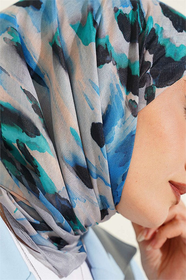 Brush Pattern Soft Scarf Grey
