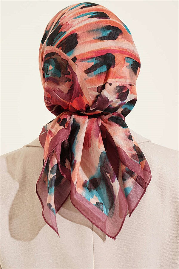 Brush Patterned Soft Scarf, Rose Pink