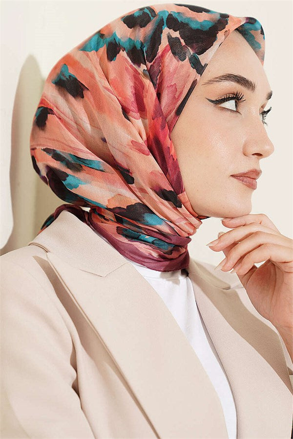 Brush Patterned Soft Scarf, Rose Pink