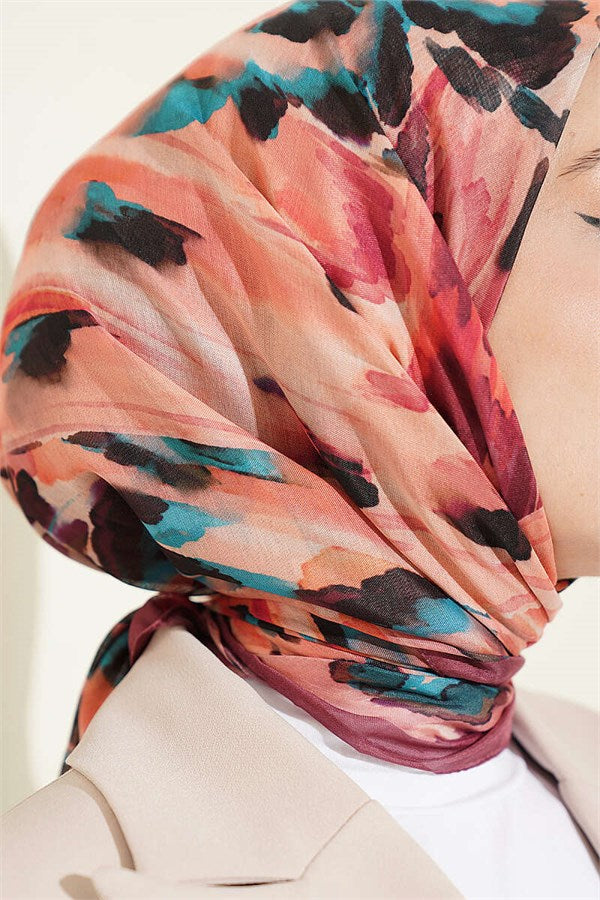 Brush Patterned Soft Scarf, Rose Pink