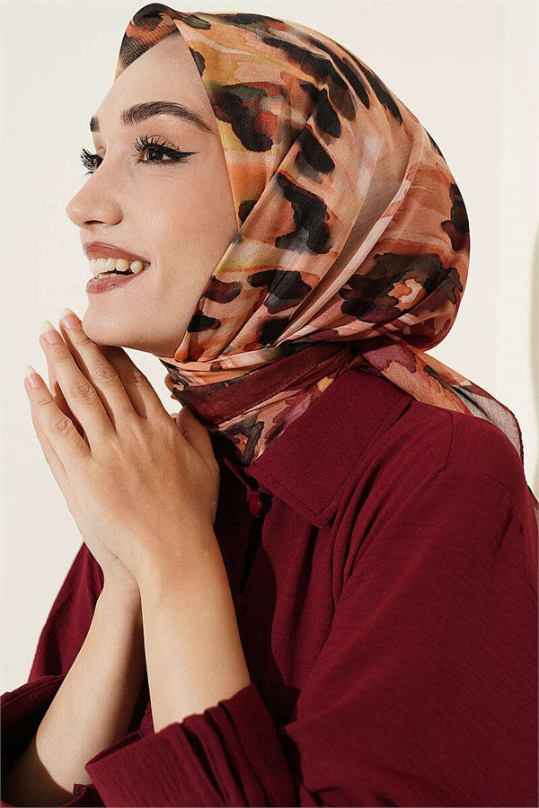 Brush Patterned Soft Scarf, Terracotta