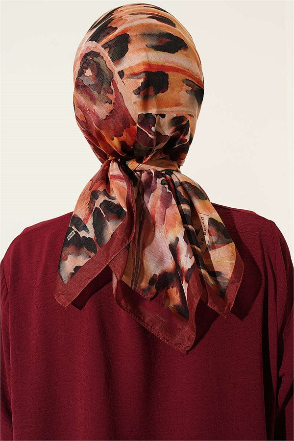 Brush Patterned Soft Scarf, Terracotta