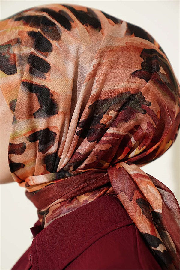 Brush Patterned Soft Scarf, Terracotta
