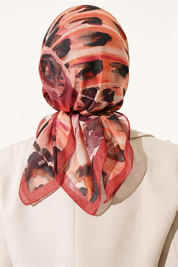 Brush Pattern Soft Scarf Red