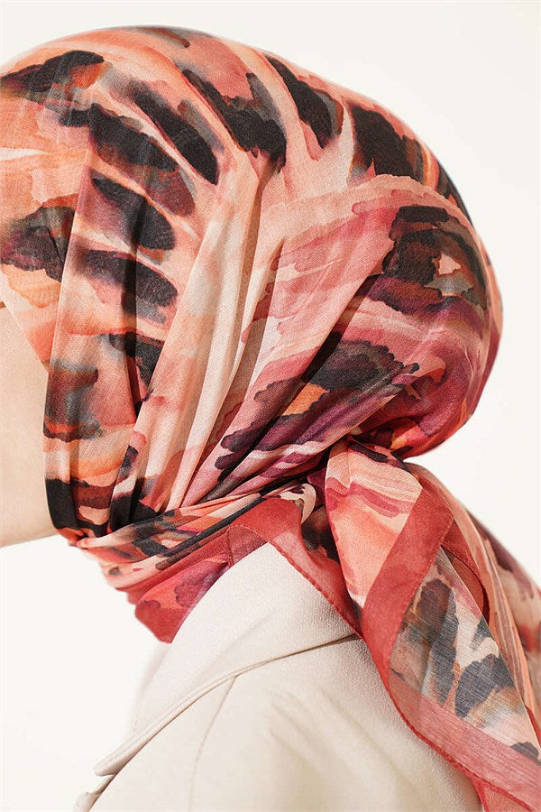 Brush Pattern Soft Scarf Red