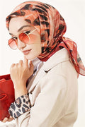 Brush Pattern Soft Scarf Red