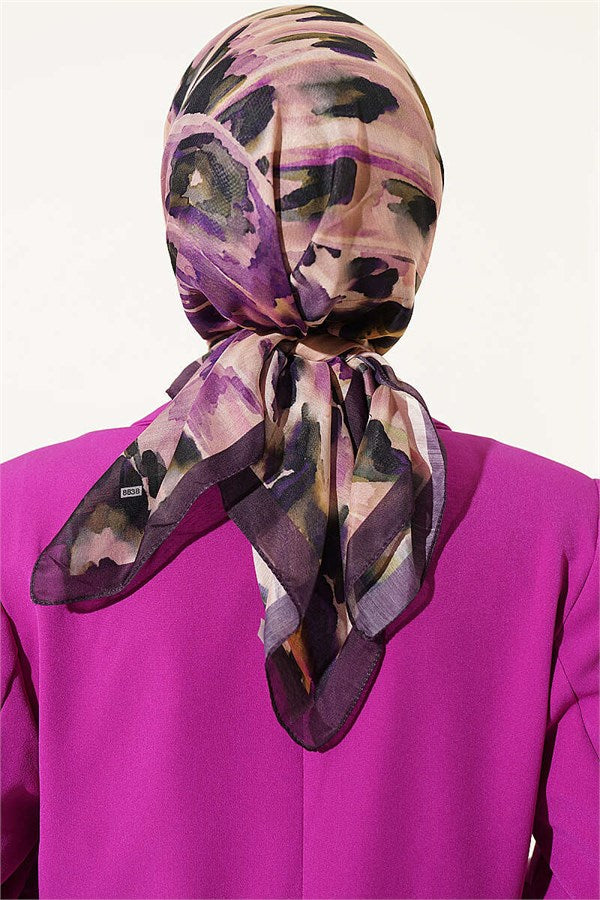 Brush Patterned Soft Scarf, Plum