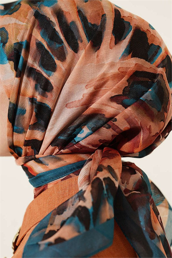 Brush Pattern Soft Scarf Petrol