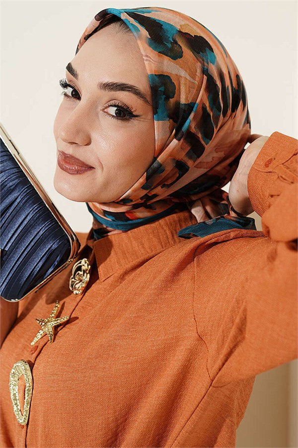 Brush Pattern Soft Scarf Petrol