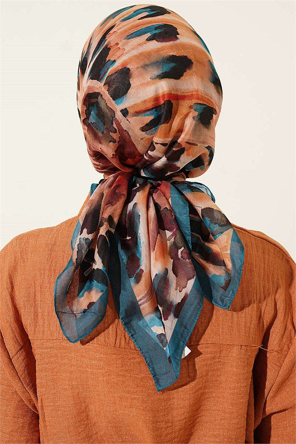 Brush Pattern Soft Scarf Petrol