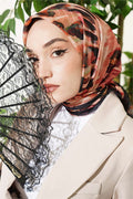Brush Pattern Soft Scarf Black Beige