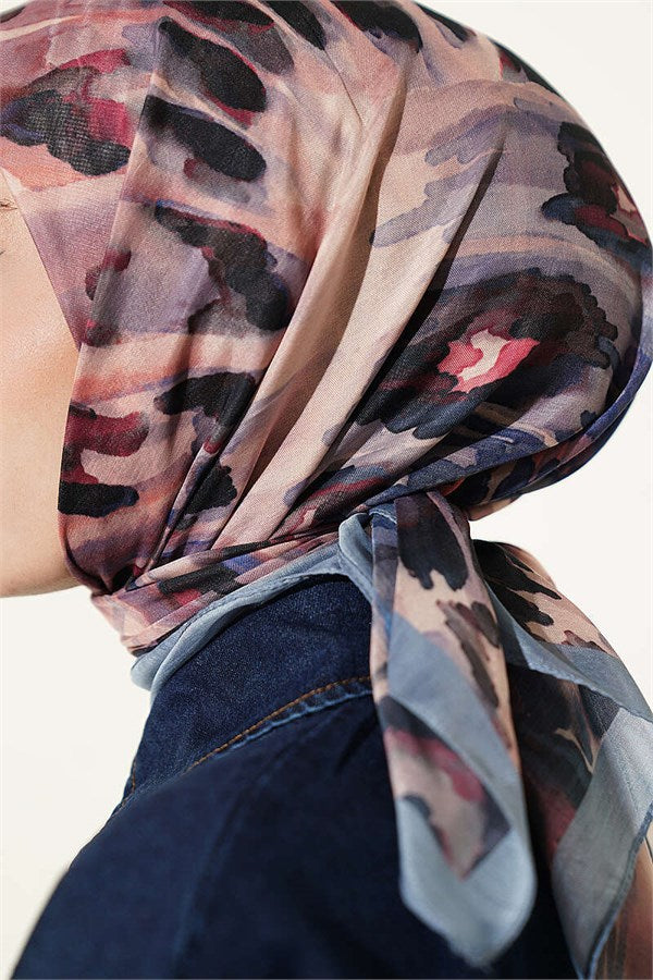 Brush Pattern Soft Scarf Soft Blue