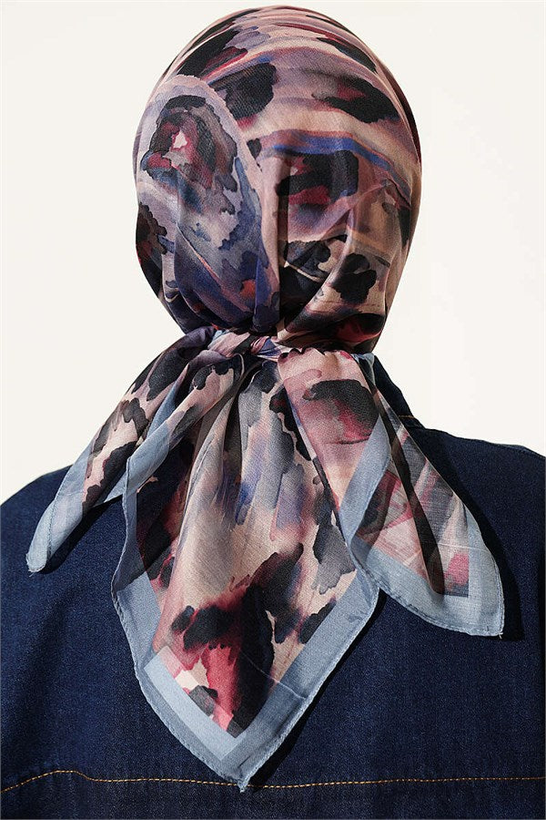 Brush Pattern Soft Scarf Soft Blue