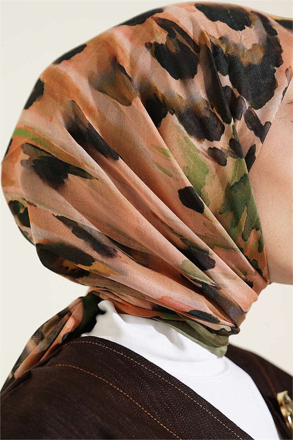 Brush Pattern Soft Scarf Green