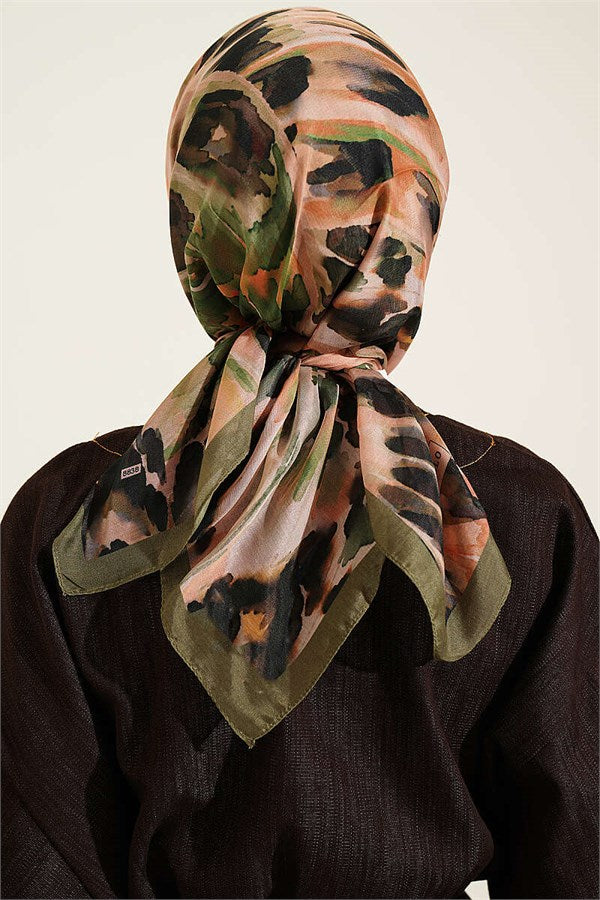 Brush Pattern Soft Scarf Green