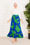 Ruffle Patterned Skirt Navy Blue