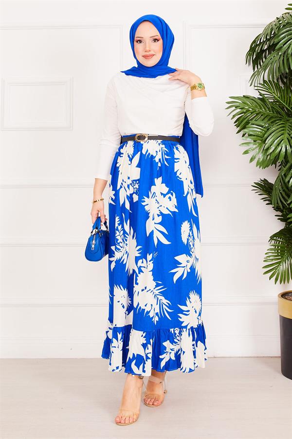 Ruffle Patterned Skirt Saxe