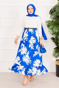 Ruffle Patterned Skirt Saxe