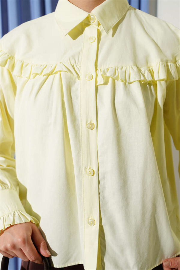 Ruffle Detail Short Shirt Yellow