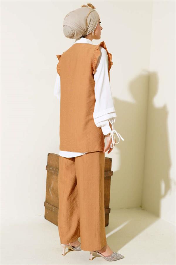 Ruffle Detailed 3 Piece Set Camel