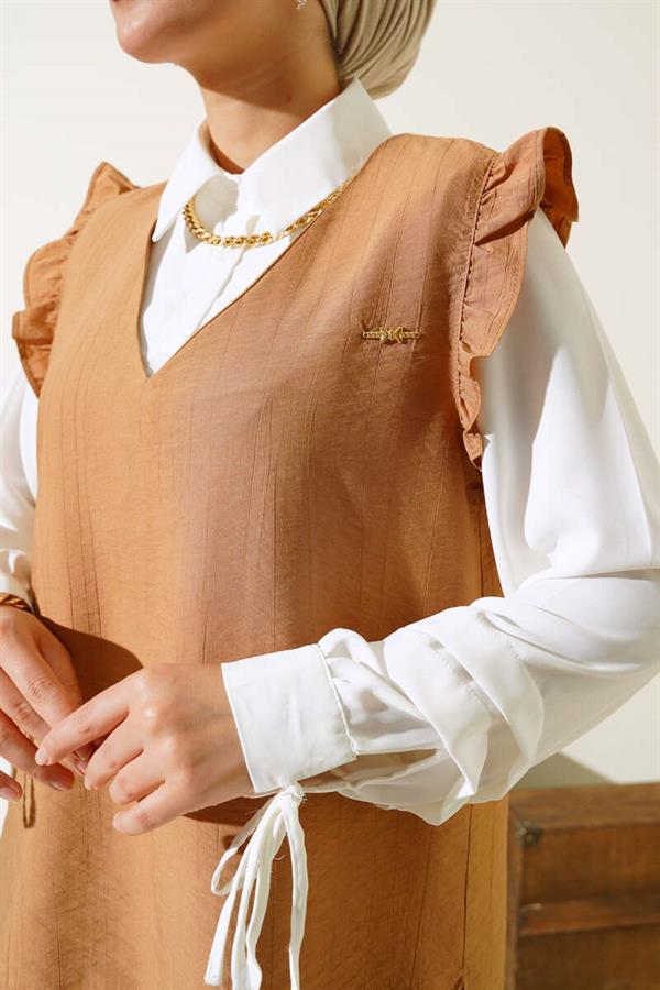 Ruffle Detailed 3 Piece Set Camel