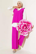  Ruffle Detailed Three Piece 2 Piece Set Violet