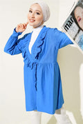 Ruffled Elastic Wrist Kimono Saxe