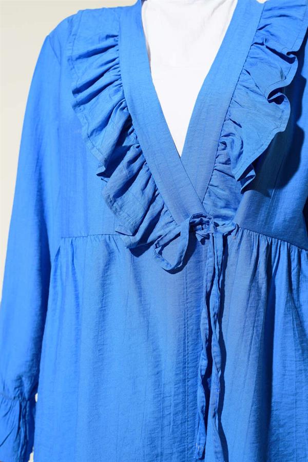 Ruffled Elastic Wrist Kimono Saxe