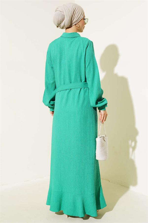 Frilled Buttoned Dress Benetton