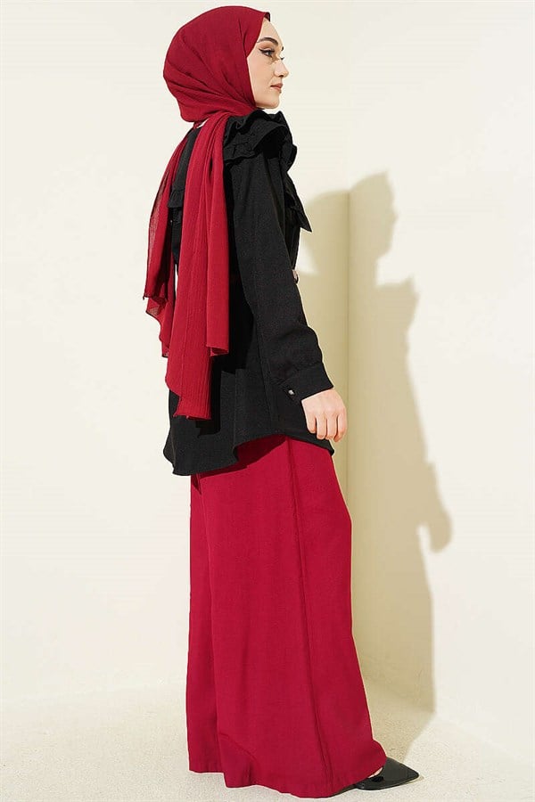Ruffled Double Sailor Collar Shirt, Black