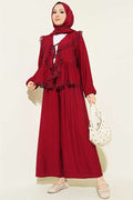 Ruffled Lace Tie 2 Piece Set in Burgundy