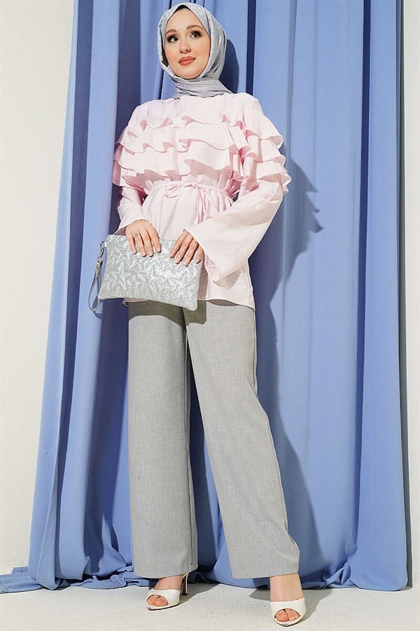 Pink Tunic with Ruffled Belt