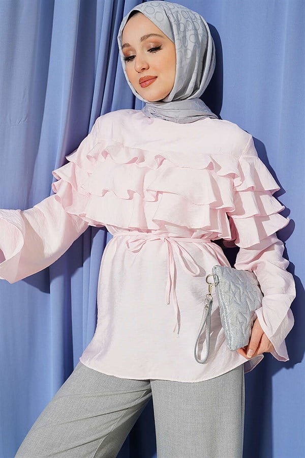 Pink Tunic with Ruffled Belt