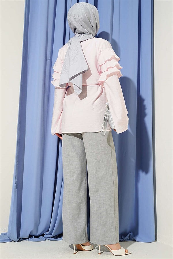 Pink Tunic with Ruffled Belt