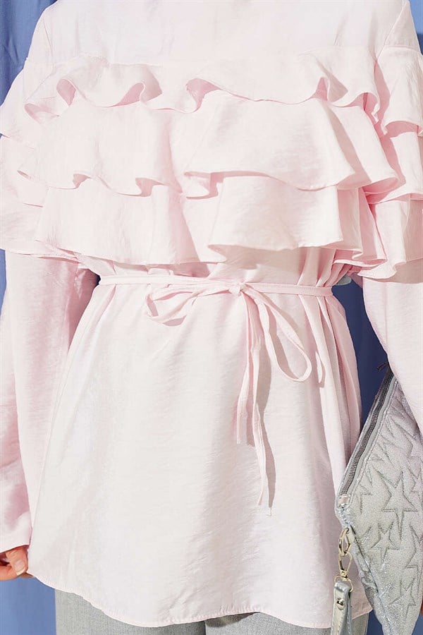 Pink Tunic with Ruffled Belt