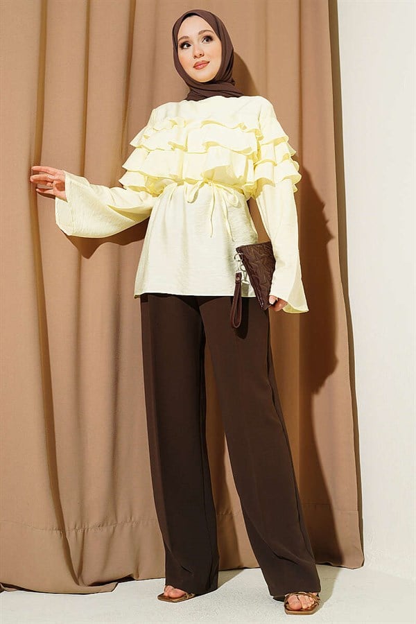 Yellow Tunic with Ruffled Belt