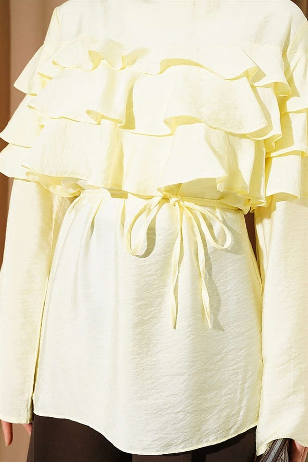 Yellow Tunic with Ruffled Belt