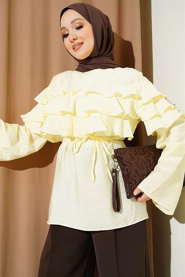 Yellow Tunic with Ruffled Belt