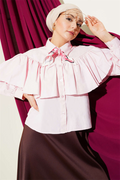 Pink Short Shirt with Ruffled Cape Detail
