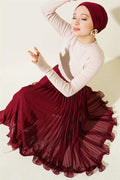 Ruffle Tulle Skirt Burgundy