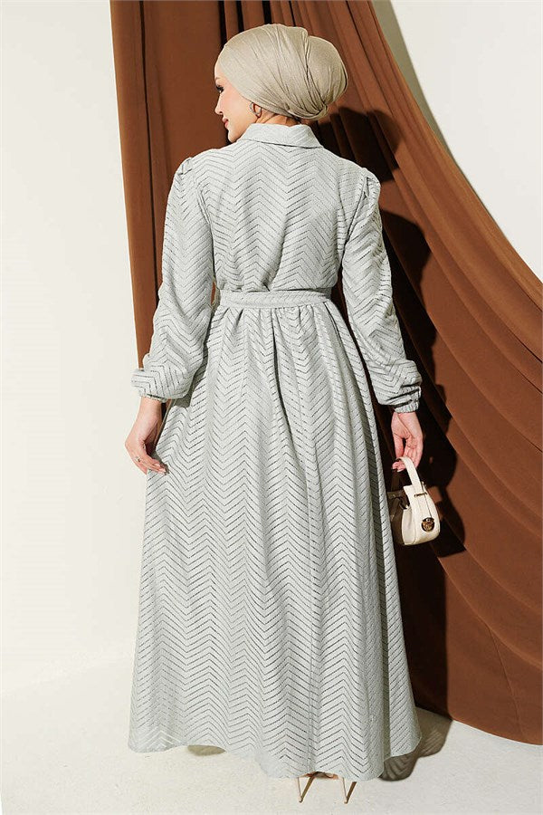 Ruffled Zigzag Pattern Dress Mint