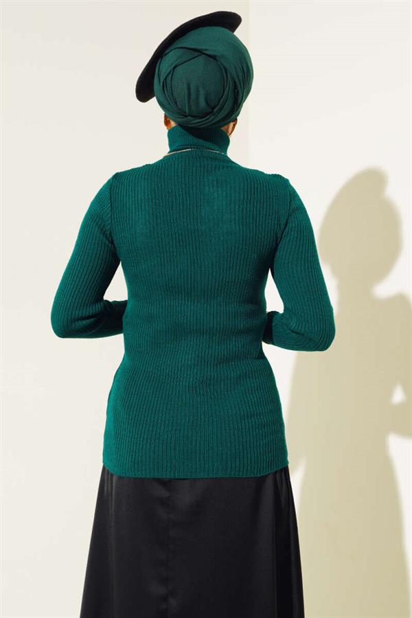 Ribbed Turtleneck Knit Sweater, Navy Blue
